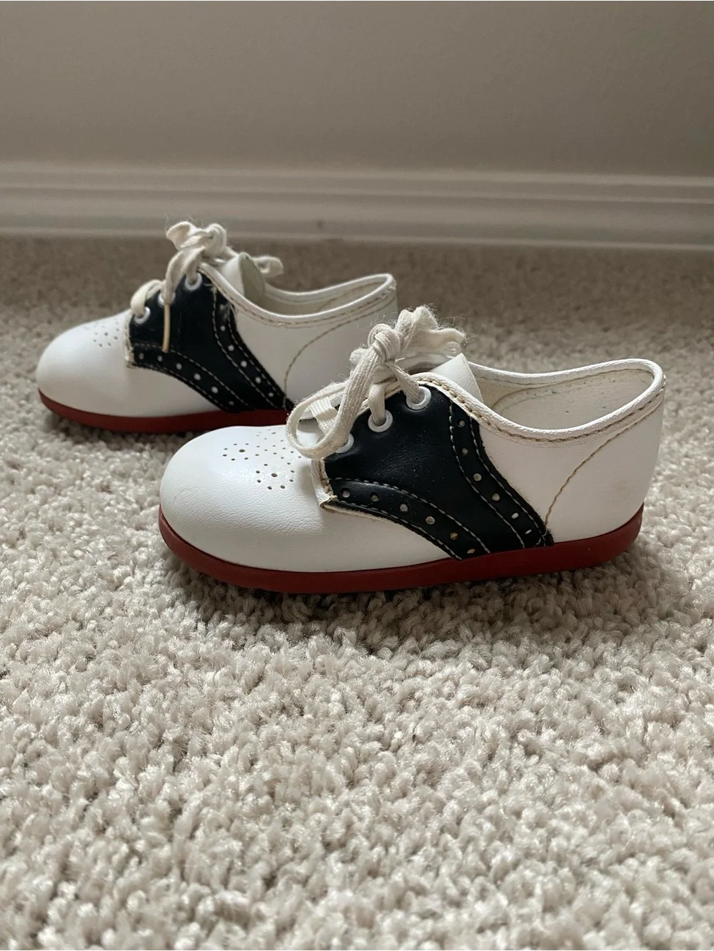 Vintage | White, Black and Red Baby Saddle Shoes | made in the U.S.A.